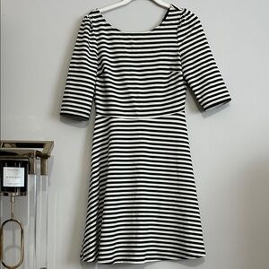PIXLEY Small Stitch Fix Kathy Fit & Flare Striped Dress Black/off white stretch